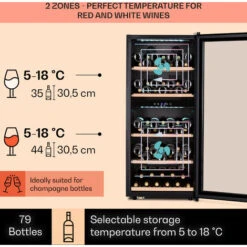 Klarstein Barossa 79 Duo Wine Fridge 79 Bottles 204 Litres 2 Zones -Home Chef Shop 93314361 3