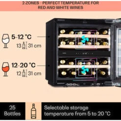 Klarstein Rhône 25 Duo Wine Cooler Compression Cooling 2 Zones 75 Litres / 25 Bottles -Home Chef Shop 93339062 3