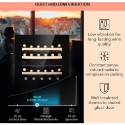 Klarstein Rhône 25 Duo Wine Cooler Compression Cooling 2 Zones 75 Litres / 25 Bottles -Home Chef Shop 93339062 4