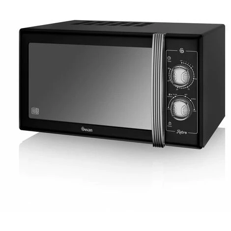 Swan Retro 25L LED 900W Manual Microwave Black 1 Swan Retro 25L LED 900W Manual Microwave Black