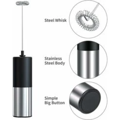 Portable Milk Frother For Coffee, Electric Latte Whisk, Milk Frother, Mini Mixer For Lattes, Cappuccino, Hot Chocolate -Home Chef Shop 93495472 3