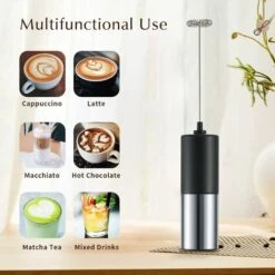 Portable Milk Frother For Coffee, Electric Latte Whisk, Milk Frother, Mini Mixer For Lattes, Cappuccino, Hot Chocolate -Home Chef Shop 93495472 4