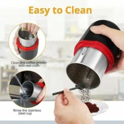 150W Electric Coffee Grinder, Bean Grinder, 120g Capacity, With Cleaning Brush, 2-in-1 Teaspoon And Tamper (Black) -Home Chef Shop 93888626 4