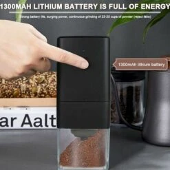 Portable Electric Coffee Grinder, Coffee Grinder 1300mAh USB Rechargeable Coffee Grinder With Brush For Coffee Beans, Spices, Nuts -Home Chef Shop 93891685 3