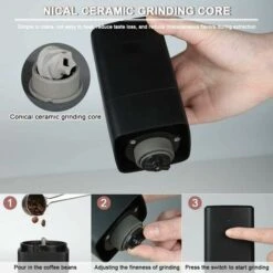 Portable Electric Coffee Grinder, Coffee Grinder 1300mAh USB Rechargeable Coffee Grinder With Brush For Coffee Beans, Spices, Nuts -Home Chef Shop 93891685 4