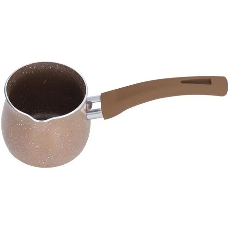 Non Stick Milk Pan, 8cm Stay Cool Handle Aluminum Alloy Cooking Pot With Non Drip Double Pouring Lip For Coffee Butter Chocolate(Coffee) 1 Non Stick Milk Pan, 8cm Stay Cool Handle Aluminum Alloy Cooking Pot With Non Drip Double Pouring Lip For Coffee Butter Chocolate(Coffee)