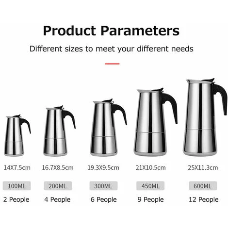 Coffee Maker Stainless Steel Portable Coffee Maker Electric Mocha Latte Stovetop Espresso Filter Pot European Coffee Cup (200ml) 2 Coffee Maker Stainless Steel Portable Coffee Maker Electric Mocha Latte Stovetop Espresso Filter Pot European Coffee Cup (200ml) - Image 2