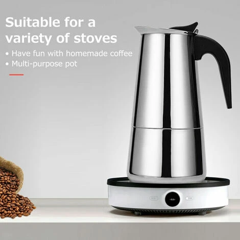 Coffee Maker Stainless Steel Portable Coffee Maker Electric Mocha Latte Stovetop Espresso Filter Pot European Coffee Cup (200ml) 5 Coffee Maker Stainless Steel Portable Coffee Maker Electric Mocha Latte Stovetop Espresso Filter Pot European Coffee Cup (200ml) - Image 5