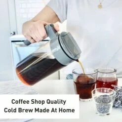 Cold Brew Coffee Maker - 44oz Iced Tea And Iced Coffee Maker With Glass Carafe, Filter, Funnel And Measuring Spoon Black 8 Cold Brew Coffee Maker - 44oz Iced Tea And Iced Coffee Maker With Glass Carafe, Filter, Funnel And Measuring Spoon Black -Home Chef Shop 96004316 4