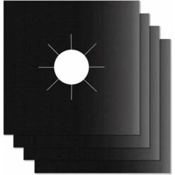 4Pcs Gas Hob Protector Teflon Silver Hob Gas Protector Gas Stove Protector Gas Stove Gas Burner Protector Anti-Corrosion Non-Stick (Black 2727cm)