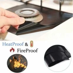4Pcs Gas Hob Protector Teflon Silver Hob Gas Protector Gas Stove Protector Gas Stove Gas Burner Protector Anti-Corrosion Non-Stick (Black 2727cm) -Home Chef Shop 96487018 4