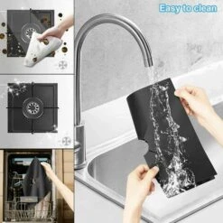 4Pcs Gas Hob Protector Teflon Silver Hob Gas Protector Gas Stove Protector Gas Stove Gas Burner Protector Anti-Corrosion Non-Stick (Black 2727cm) -Home Chef Shop 96487018 5