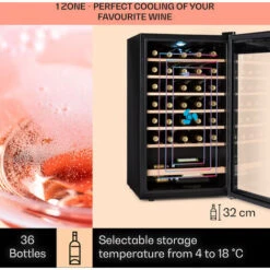 Klarstein Vinamour 32 Uno Wine Fridge 1 Zone 95 L / 36 Bottles 4-18°C Touch -Home Chef Shop 96890172 3