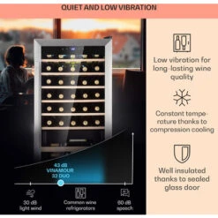 Klarstein Vinamour 32 Uno Wine Fridge 1 Zone 95 L / 36 Bottles 4-18°C Touch -Home Chef Shop 96890172 4