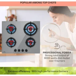 Klarstein Firetale Gas Hob 4-Burner 60 Cm Aluminium Burner Natural Gas/Propane Incl. Hose And Pressure Reducer -Home Chef Shop 96900302 3