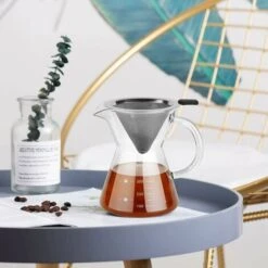 Pour Over Coffee Maker With Stainless Steel Filter, Borosilicate Glass Carafe With Handle, No Paper Filters Needed (400ml) 7 Pour Over Coffee Maker With Stainless Steel Filter, Borosilicate Glass Carafe With Handle, No Paper Filters Needed (400ml) -Home Chef Shop 97103256 3