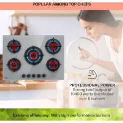 Klarstein Firetale Gas Hob 5-Burner 70 Cm Aluminium Burner Natural Gas/Propane Incl. Hose And Pressure Reducer -Home Chef Shop 97224510 3