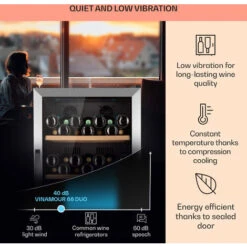 Klarstein Vinamour 66 Duo Wine Fridge 2 Zones 204 L / 79 Bottles 5-18°C Touch -Home Chef Shop 97224518 4