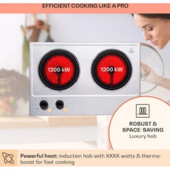 Klarstein Ramsey Double Hob 2400 W 11 Power Levels Glass Ceramic 7 Klarstein Ramsey Double Hob 2400 W 11 Power Levels Glass Ceramic -Home Chef Shop 97224563 3