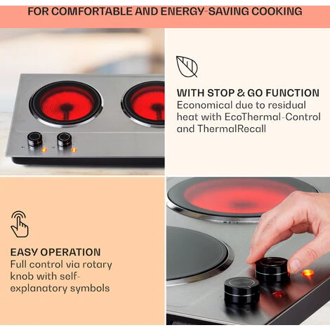 Klarstein Ramsey Double Hob 2400 W 11 Power Levels Glass Ceramic 4 Klarstein Ramsey Double Hob 2400 W 11 Power Levels Glass Ceramic - Image 4