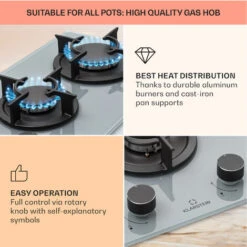 Klarstein Firetale Gas Hob 2-Burner Aluminium Burner Natural Gas/Propane Incl. Hose And Pressure Reducer -Home Chef Shop 97224695 4