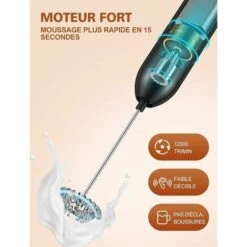 Milk Frother, Stainless Steel & Aluminum Alloy Electric Milk Frother With 12000 RPM Super Powerful Motor For Coffees, Espressos, Lattes And Cappuccinos -Home Chef Shop 97452699 3