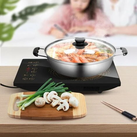 Induction Cooker, Induction Cooker Black Polished Crystal Glass Surface, Induction Control And Safety Lock, 2100W 1 Induction Cooker, Induction Cooker Black Polished Crystal Glass Surface, Induction Control And Safety Lock, 2100W