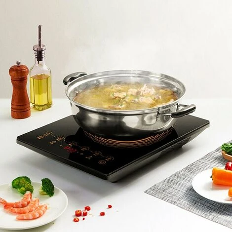 Induction Cooker, Induction Cooker Black Polished Crystal Glass Surface, Induction Control And Safety Lock, 2100W 3 Induction Cooker, Induction Cooker Black Polished Crystal Glass Surface, Induction Control And Safety Lock, 2100W - Image 3