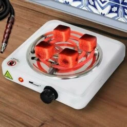 Charcoal Lighter - Electric, 1000 W, 5 Position Thermostat, Overheating Protection, In White - Hot Plate Shisha, Hookah, Natural Charcoal -Home Chef Shop 97685343 5
