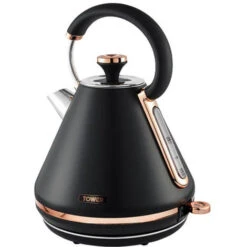Tower Cavaletto Pyramid Kettle And 4 Slice Toaster Set Black -Home Chef Shop 98481184 3