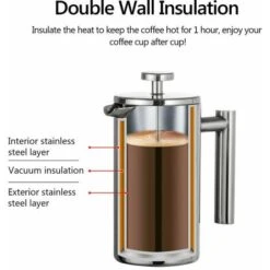 350ml/800ml/1000ml Double Wall Insulated Stainless Steel Coffee Press, 350ml - 350ml -Home Chef Shop 99565186 4