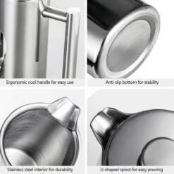 350ml/800ml/1000ml Double Wall Insulated Stainless Steel Coffee Press, 350ml - 350ml -Home Chef Shop 99565186 5