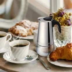 Italian Coffee Maker, Moka Coffee Maker In Stainless Steel Pressure Coffee Maker 200ml Large Capacity Compatible With Induction Hob With Ergonomic Handle -Home Chef Shop 99816071 5